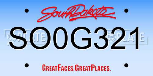 SO0G321 South Dakota License Plate