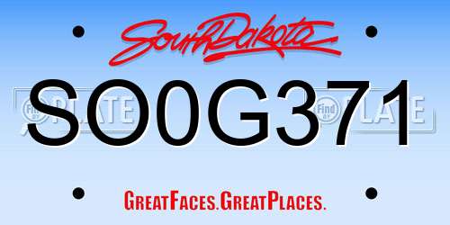 SO0G371 South Dakota License Plate