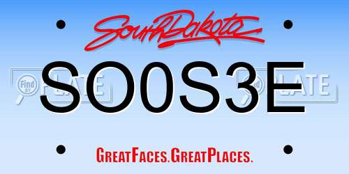 SO0S3E South Dakota License Plate