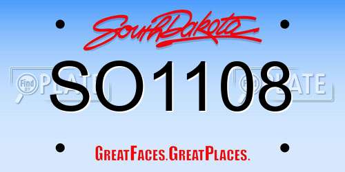 SO1108 South Dakota License Plate