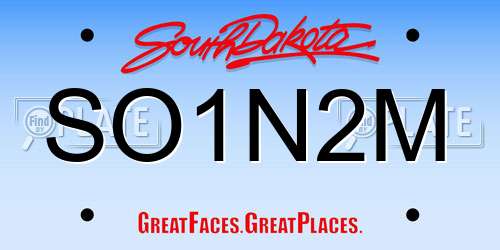 SO1N2M South Dakota License Plate