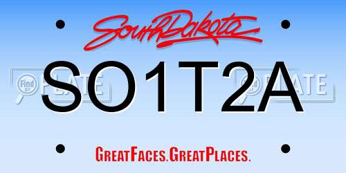 SO1T2A South Dakota License Plate