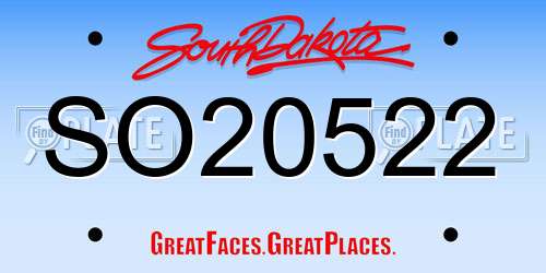 SO20522 South Dakota License Plate