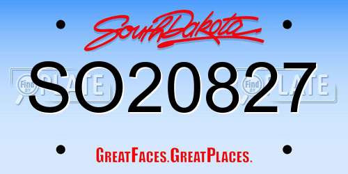SO20827 South Dakota License Plate