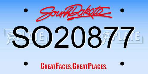 SO20877 South Dakota License Plate