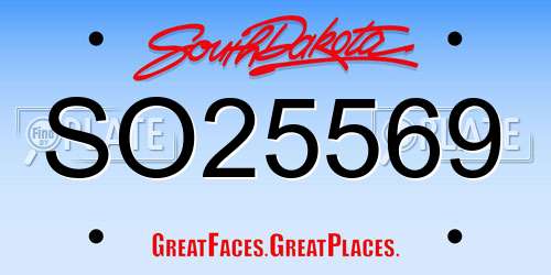 SO25569 South Dakota License Plate