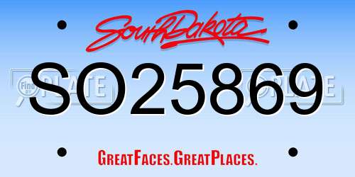 SO25869 South Dakota License Plate