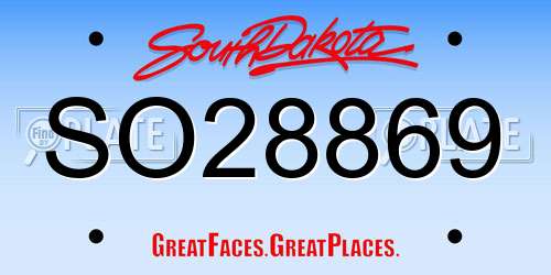 SO28869 South Dakota License Plate