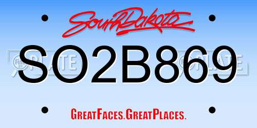 SO2B869 South Dakota License Plate