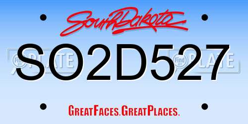 SO2D527 South Dakota License Plate