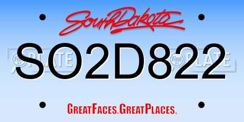 SO2D822 South Dakota License Plate