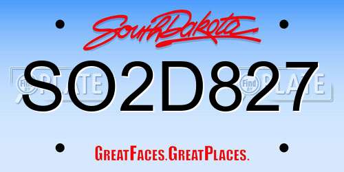 SO2D827 South Dakota License Plate