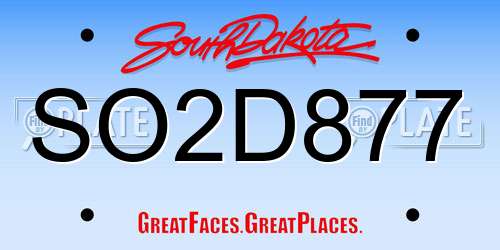 SO2D877 South Dakota License Plate