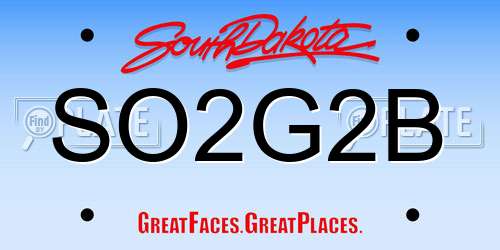 SO2G2B South Dakota License Plate