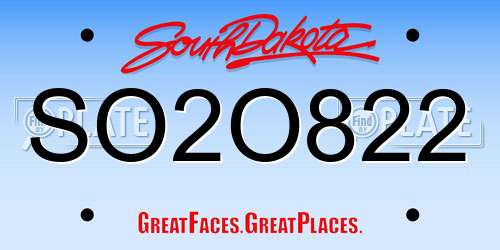 SO2O822 South Dakota License Plate