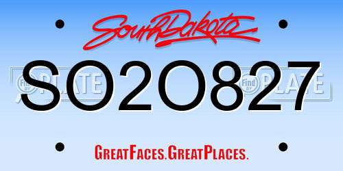 SO2O827 South Dakota License Plate