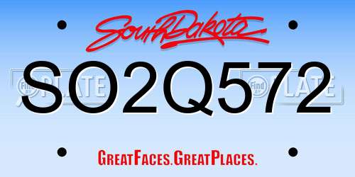 SO2Q572 South Dakota License Plate