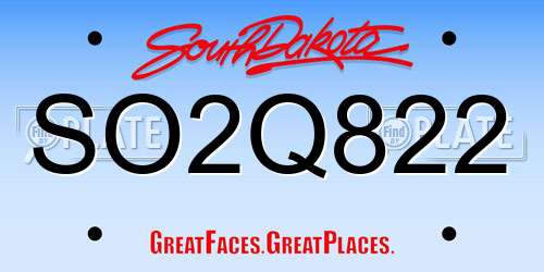 SO2Q822 South Dakota License Plate