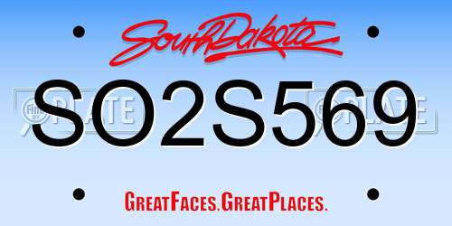 SO2S569 South Dakota License Plate