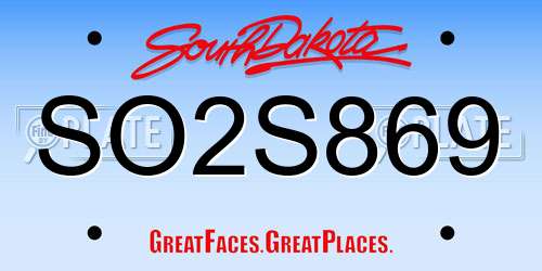SO2S869 South Dakota License Plate