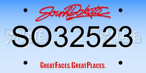 SO32523 South Dakota License Plate