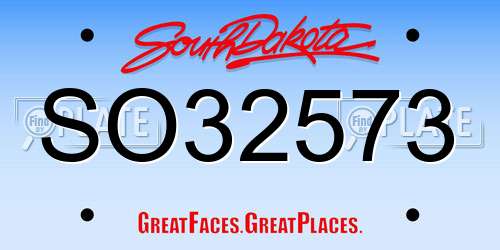SO32573 South Dakota License Plate