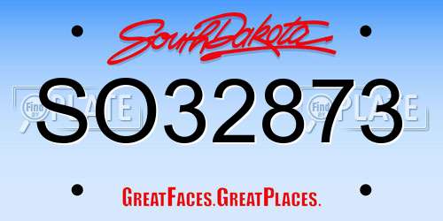 SO32873 South Dakota License Plate