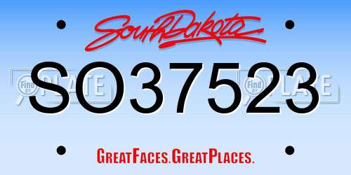 SO37523 South Dakota License Plate