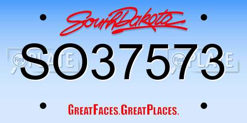 SO37573 South Dakota License Plate