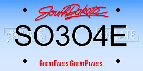 SO3O4E South Dakota License Plate