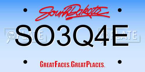 SO3Q4E South Dakota License Plate