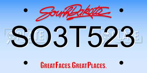 SO3T523 South Dakota License Plate