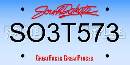 SO3T573 South Dakota License Plate