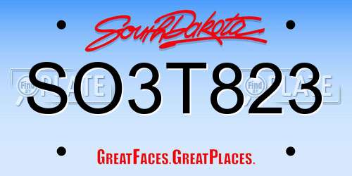SO3T823 South Dakota License Plate