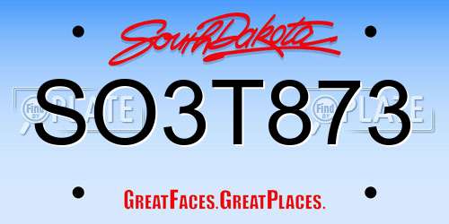 SO3T873 South Dakota License Plate