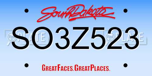 SO3Z523 South Dakota License Plate