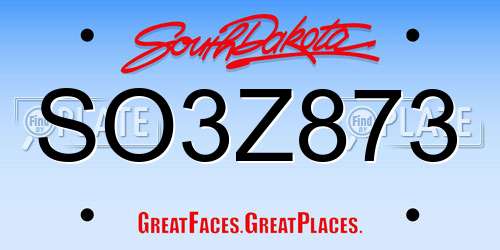 SO3Z873 South Dakota License Plate