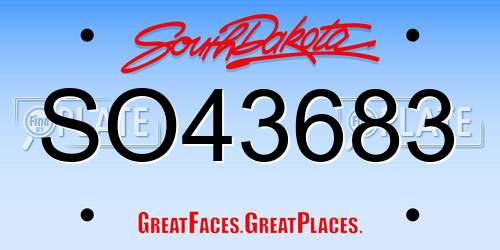 SO43683 South Dakota License Plate