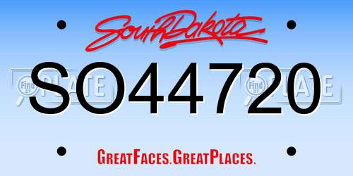 SO44720 South Dakota License Plate