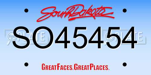 SO45454 South Dakota License Plate