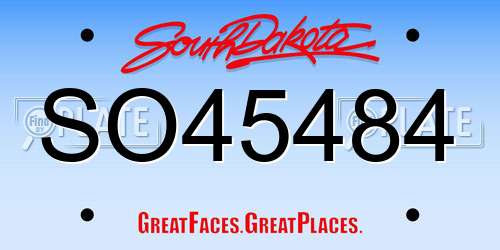SO45484 South Dakota License Plate