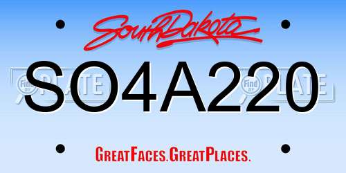 SO4A220 South Dakota License Plate