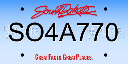 SO4A770 South Dakota License Plate
