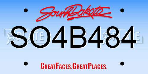 SO4B484 South Dakota License Plate