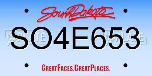 SO4E653 South Dakota License Plate