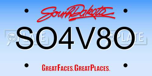 SO4V8O South Dakota License Plate