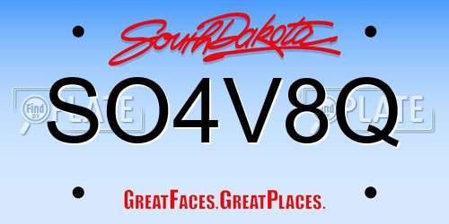 SO4V8Q South Dakota License Plate