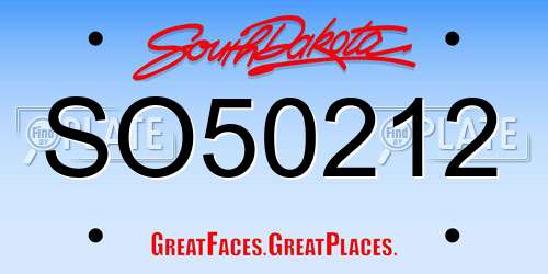 SO50212 South Dakota License Plate