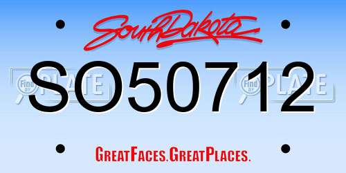 SO50712 South Dakota License Plate