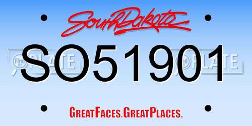 SO51901 South Dakota License Plate